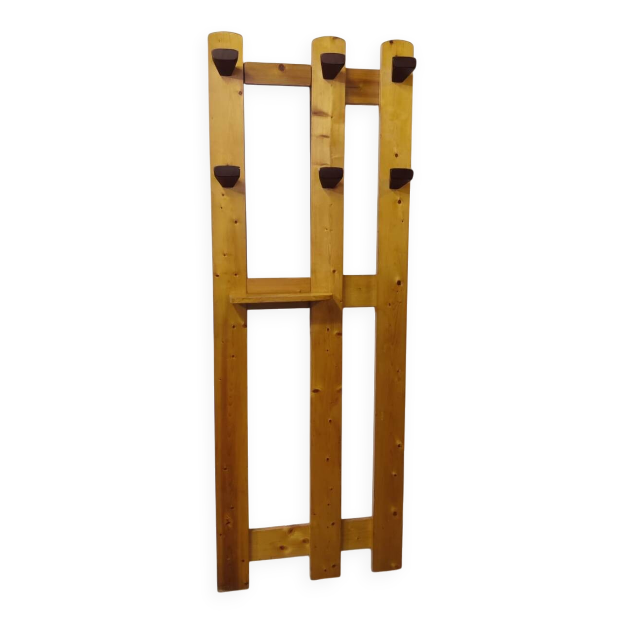 Vintage pine wall coat rack