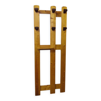 Vintage pine wall coat rack