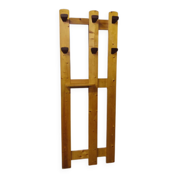 Vintage pine wall coat rack
