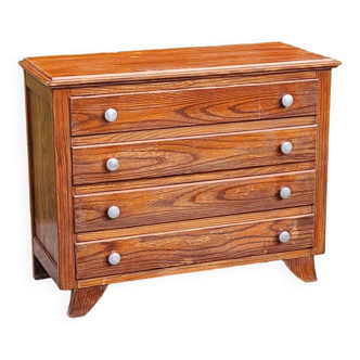 Vintage oak chest of drawers from the 50s compass feet 4 drawers