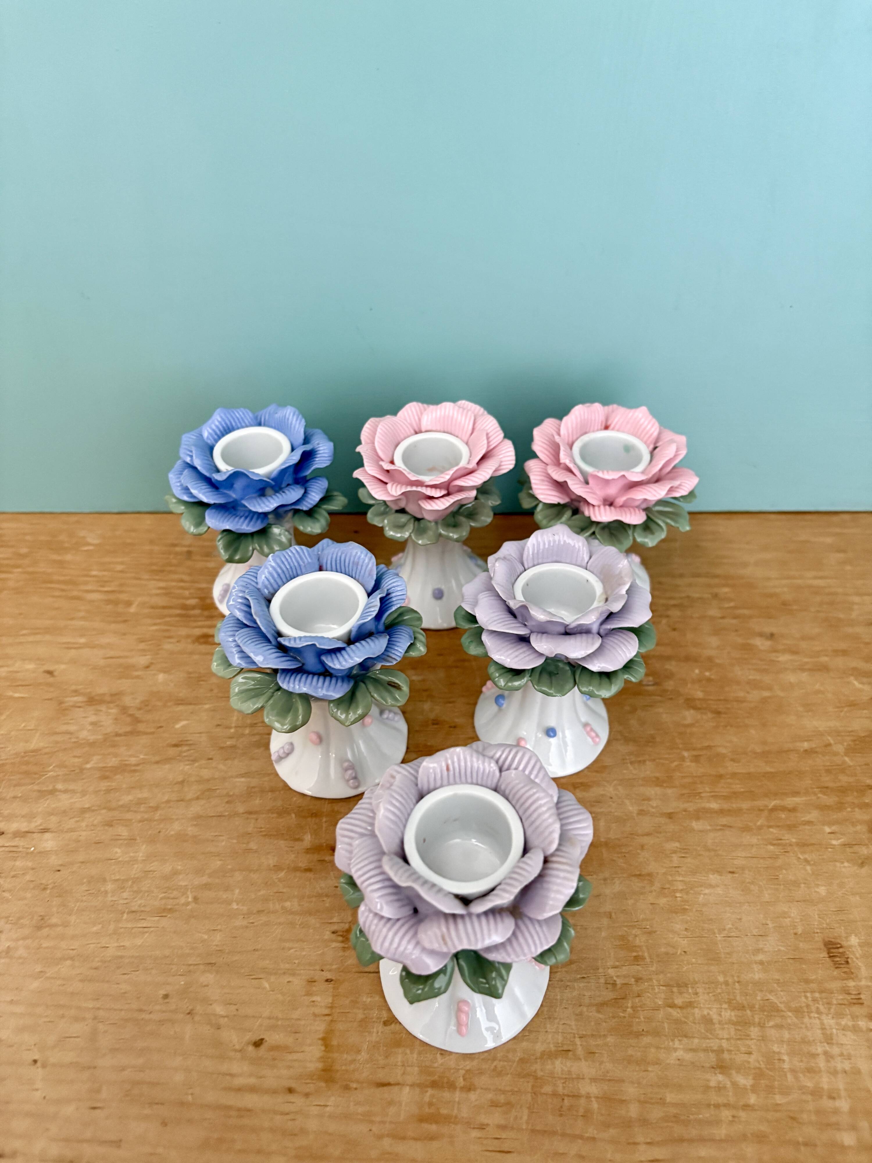 Set of 6 vintage ceramic candle holders