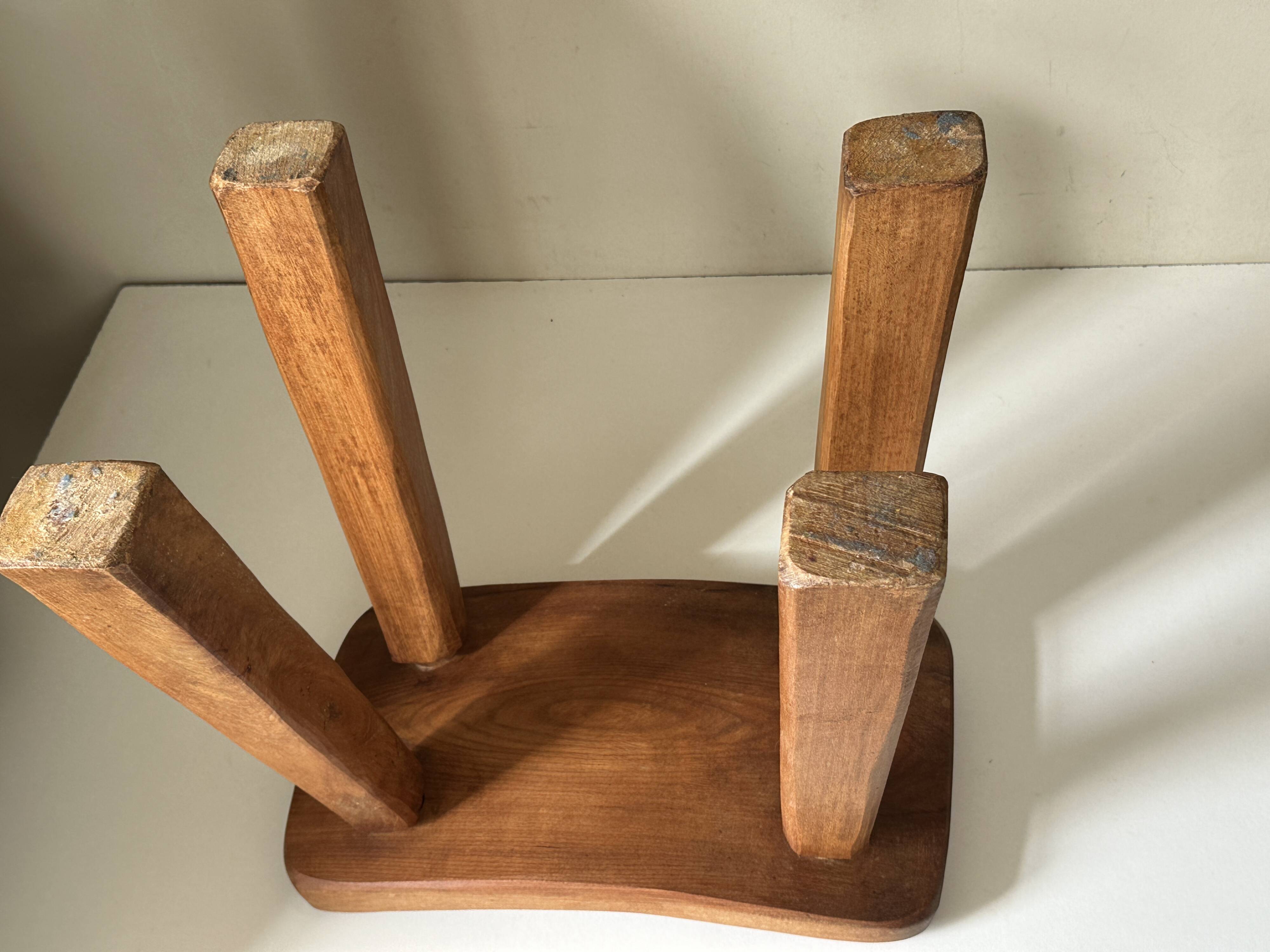 Vintage solid elm stool from the 70s