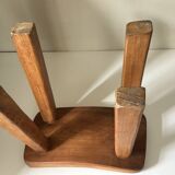Vintage solid elm stool from the 70s