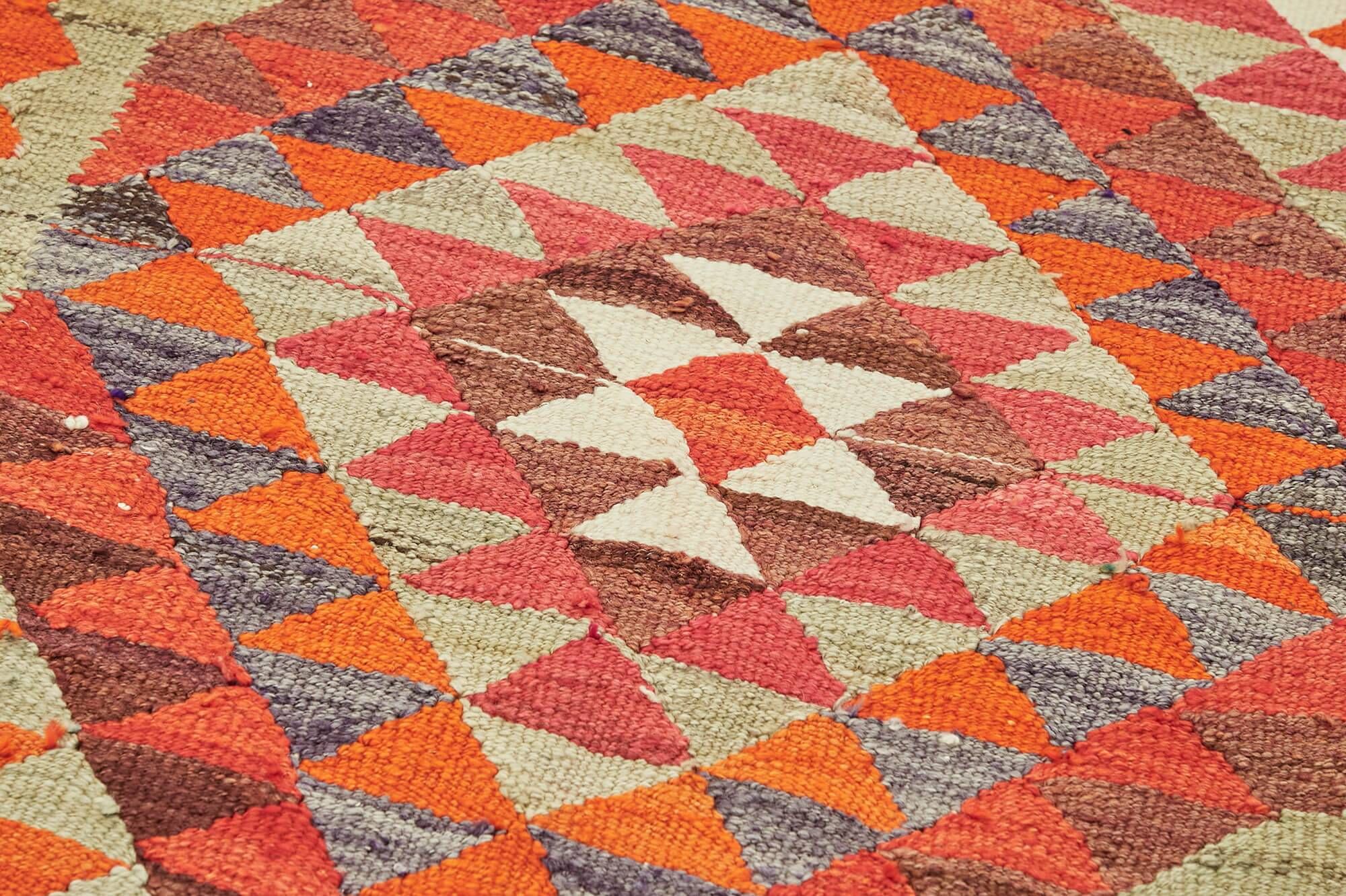 Turkish Handwoven Vintage Herki Kilim 86 cm x 326 cm