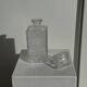 Vintage glass whisky carafe with diamond points H23 L9