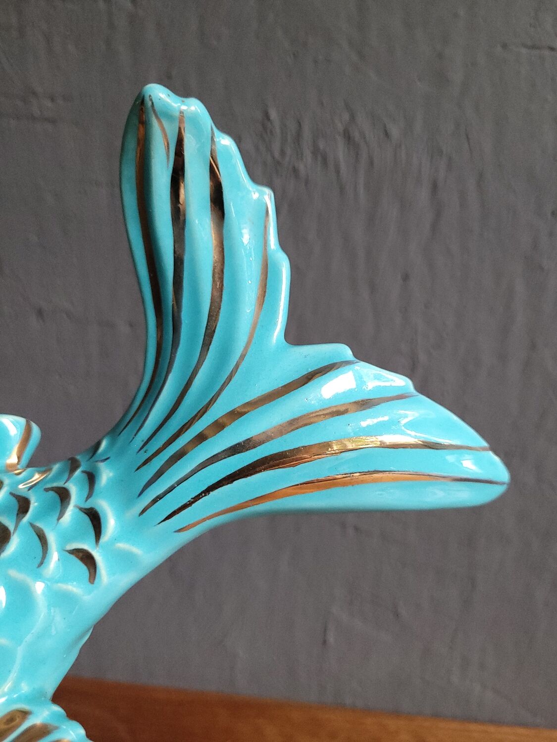 Fish Turquoise Vase 1950 Paby