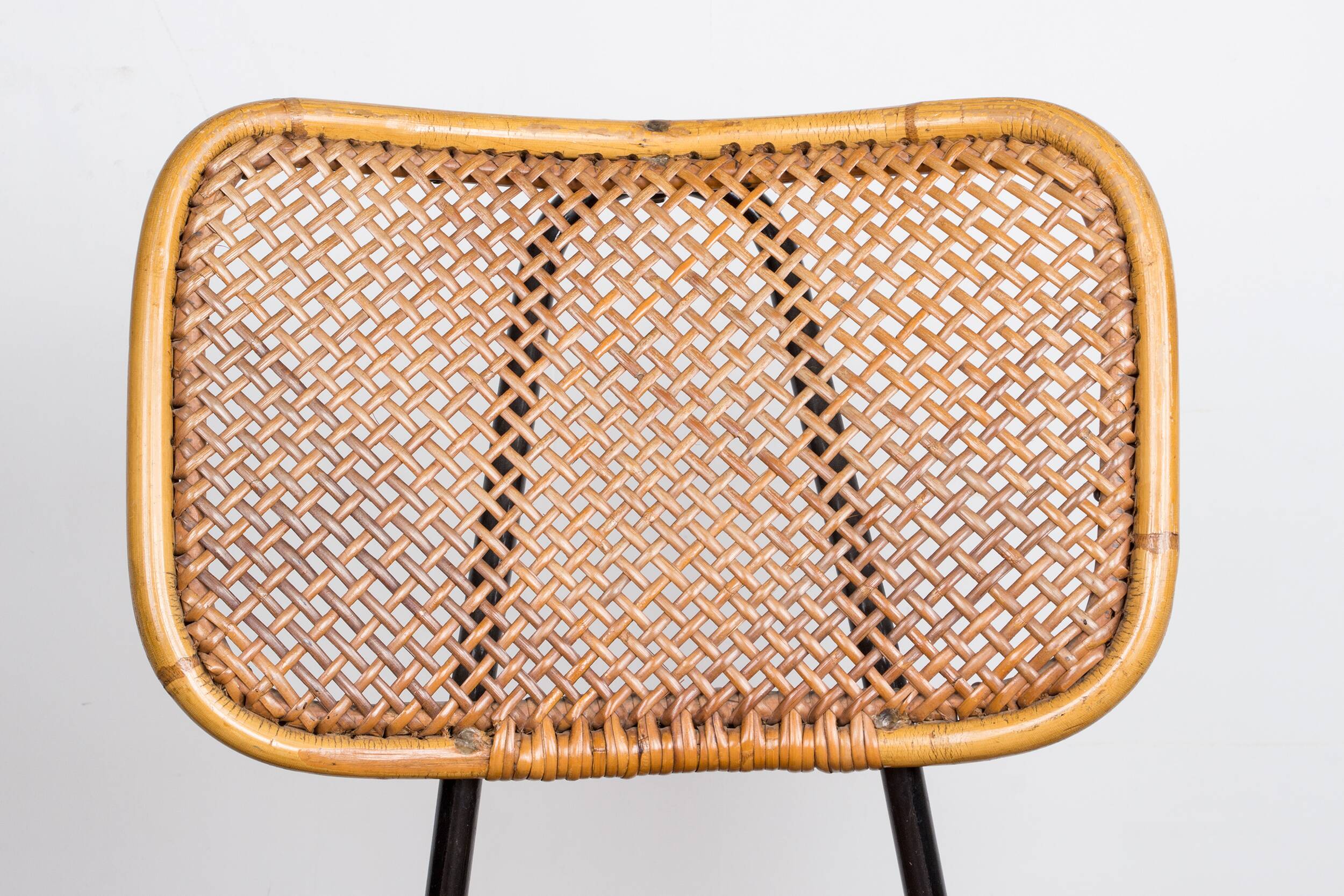 Vintage rattan and metal chair by Dirk Van Sliedrecht for Rohé Noordwolde 1950.