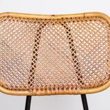 Vintage rattan and metal chair by Dirk Van Sliedrecht for Rohé Noordwolde 1950.