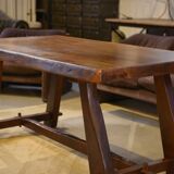 Brutalist table in elm by Aranjou 1950s