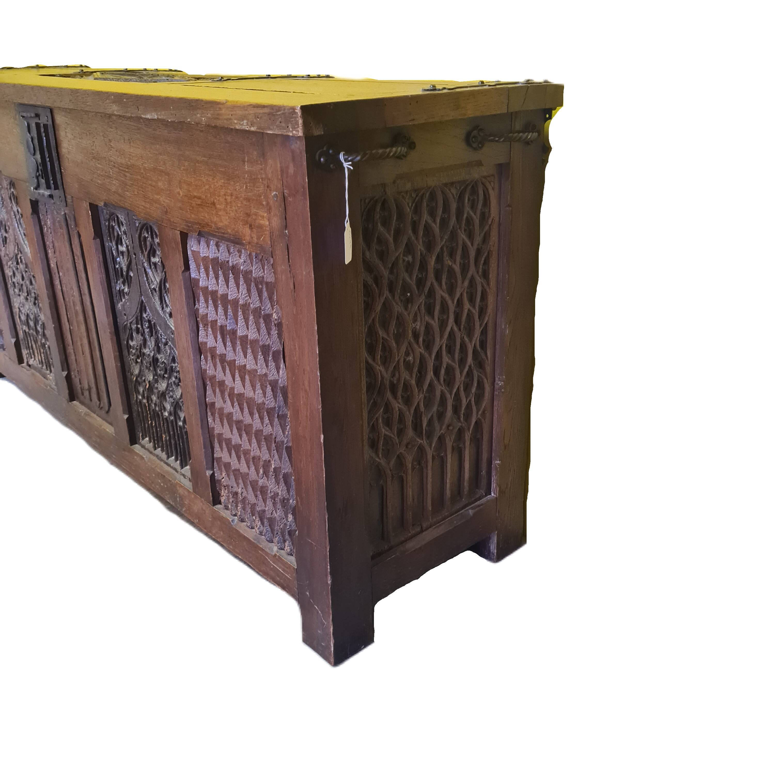 Oak chest with Gothic panels, France, 16th century