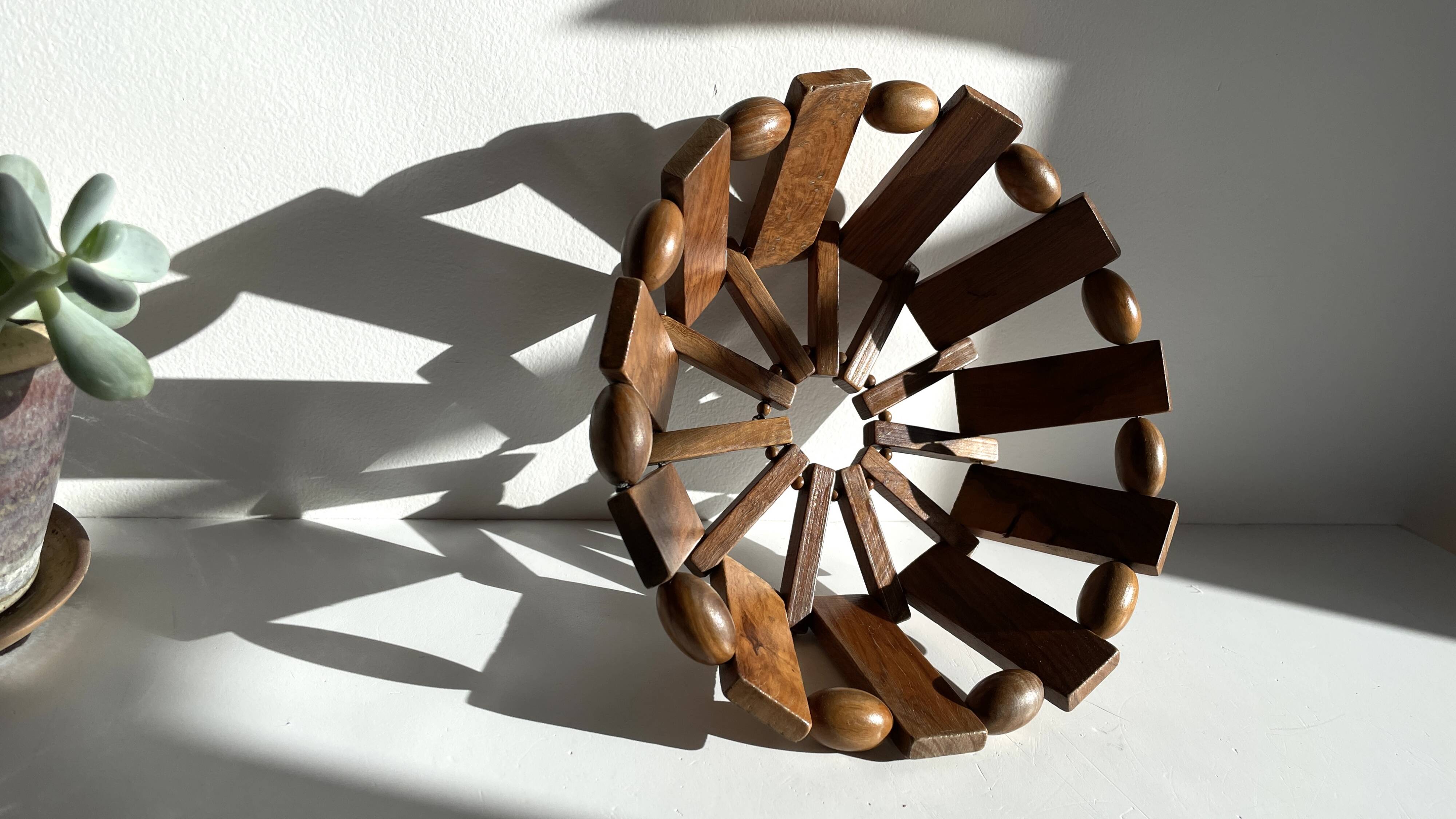 Vintage turned wooden table basket