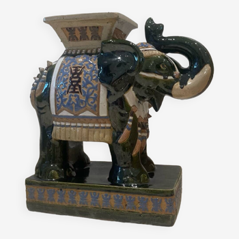 Porte plante / tabouret éléphant céramique , 1980