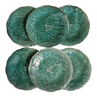 Set of 6 dessert plates in slip Gien