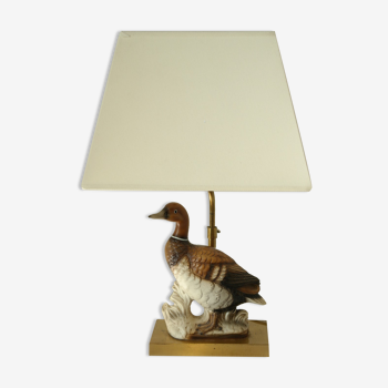 Lampe de table canard en céramique et laiton orientable  vintage