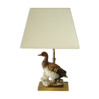 Ceramic duck table lamp and vintage adjustable brass