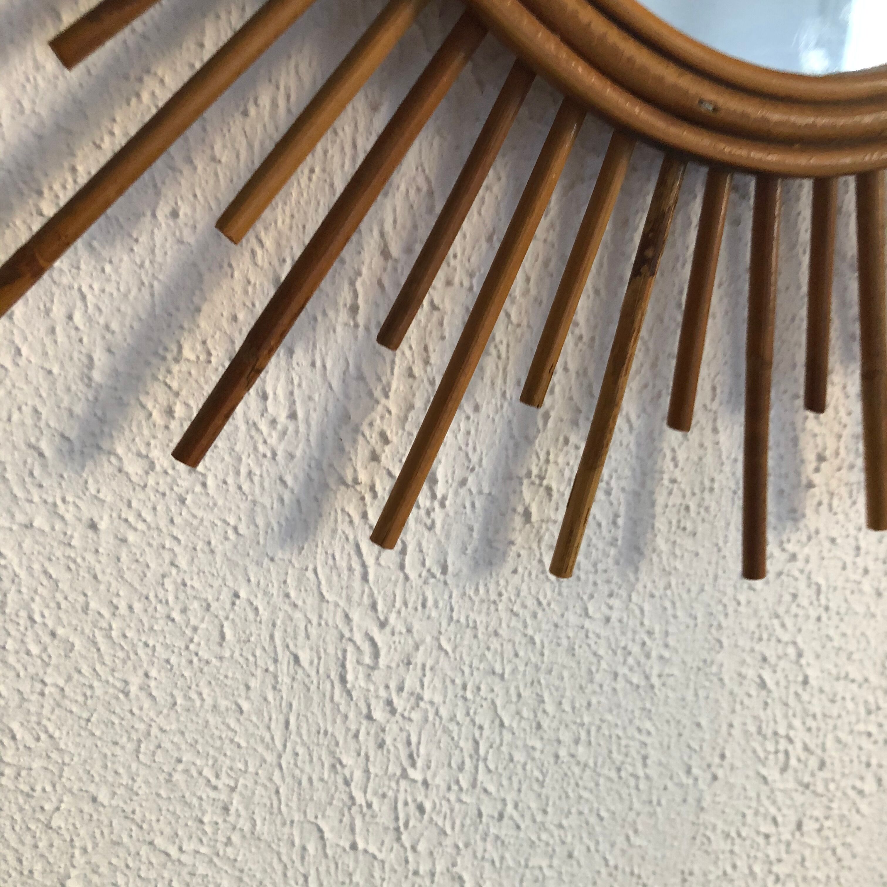 Vintage rattan sun mirror 1960 - 52 cm