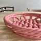 Vintage pink woven ceramic fruit basket