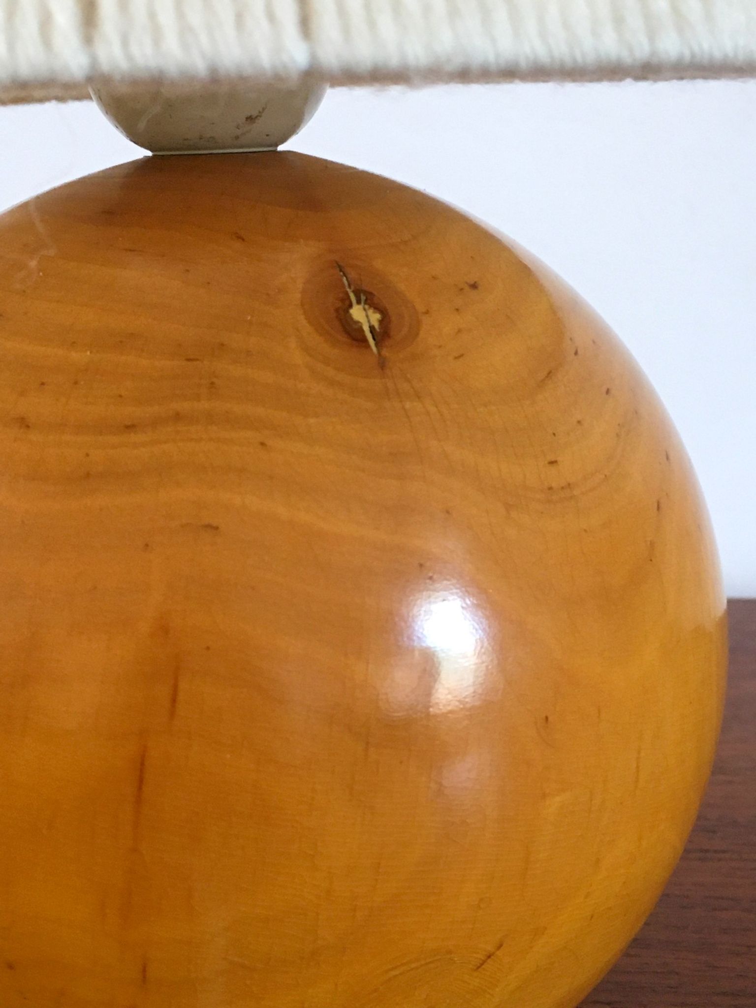 Vintage lamp in solid elm lampshade in wool 70s