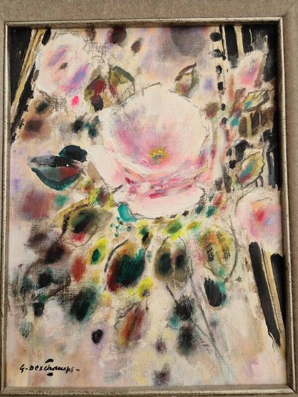Gabriel Deschamps (1919-2011) Oil on canvas - The rose - 1960