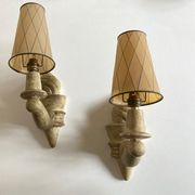 Pair of Arlus torchlight wall light in art deco plaster 1950