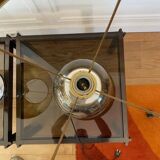 Paire de lampes en verre fumé et chrome