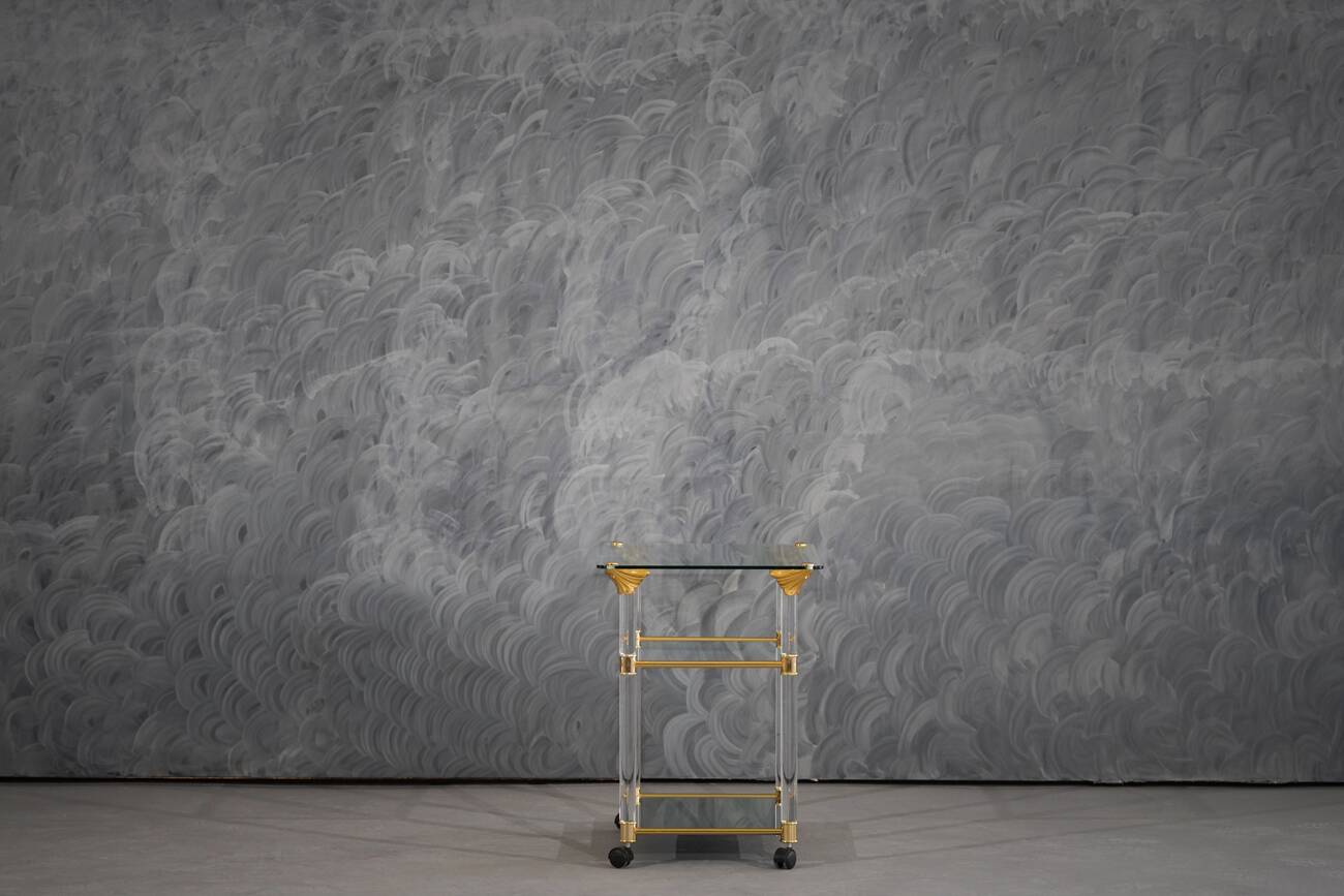 Vintage brass and lucite serving trolley, France 1960s