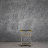 Vintage brass and lucite serving trolley, France 1960s