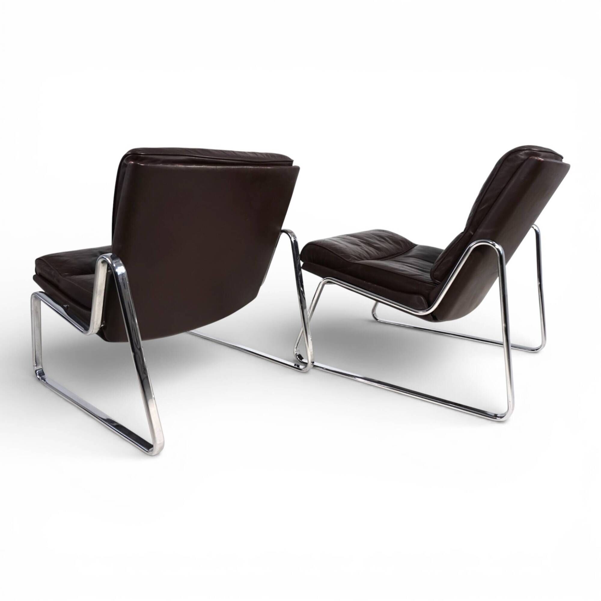 Set of 2 Drabert lounge chairs in brown leather by Gerd Lange, 1970