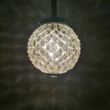 Portuguese Mid Century clear crystal acrylic tall hanging lamp for high ceilings, 1960s