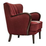 1960s, Danish armchair by Alfred Christensen, red furniture wool fabric.