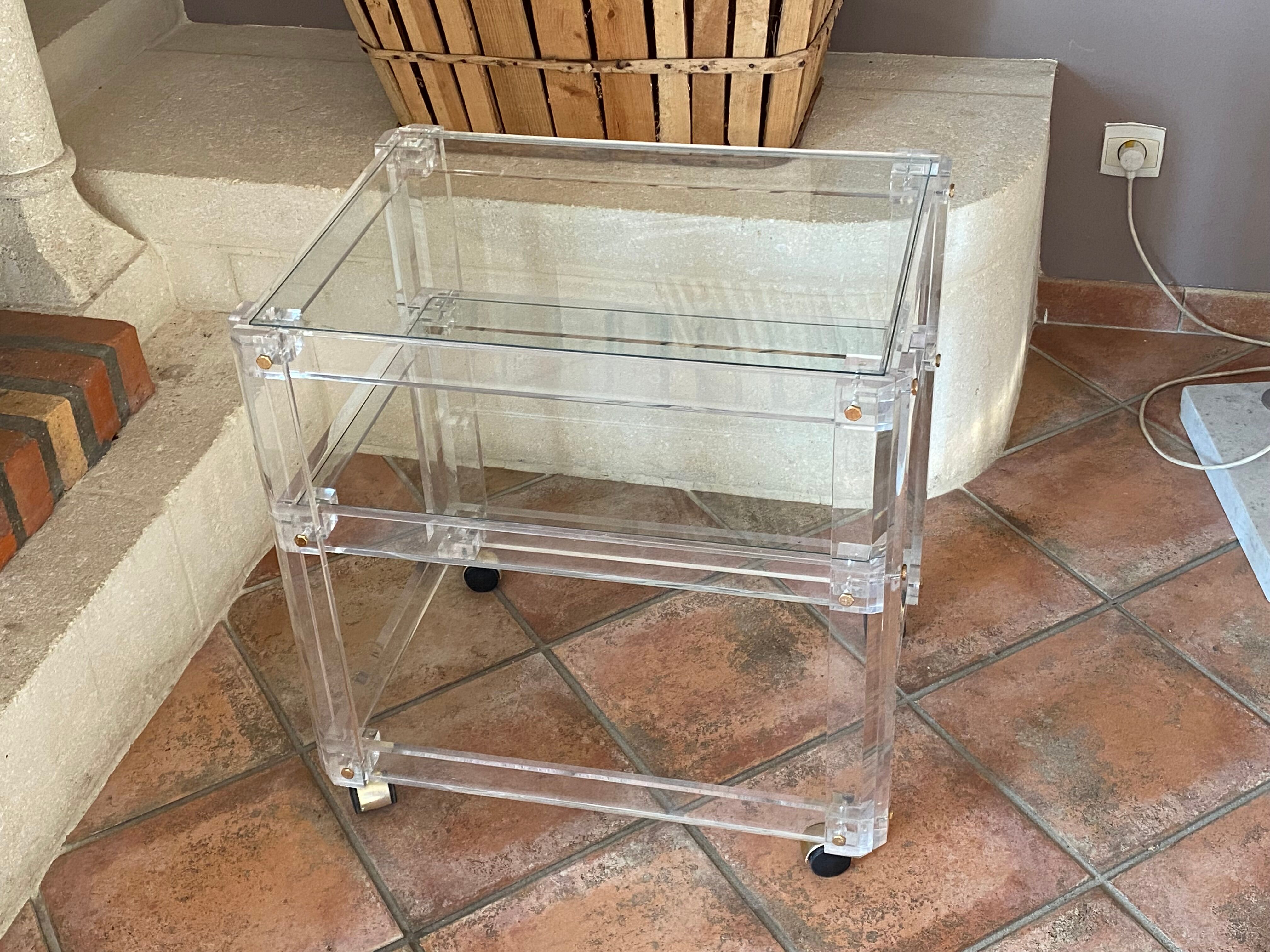 Coffee table Roche Bobois, 1970, plexiglass and glass