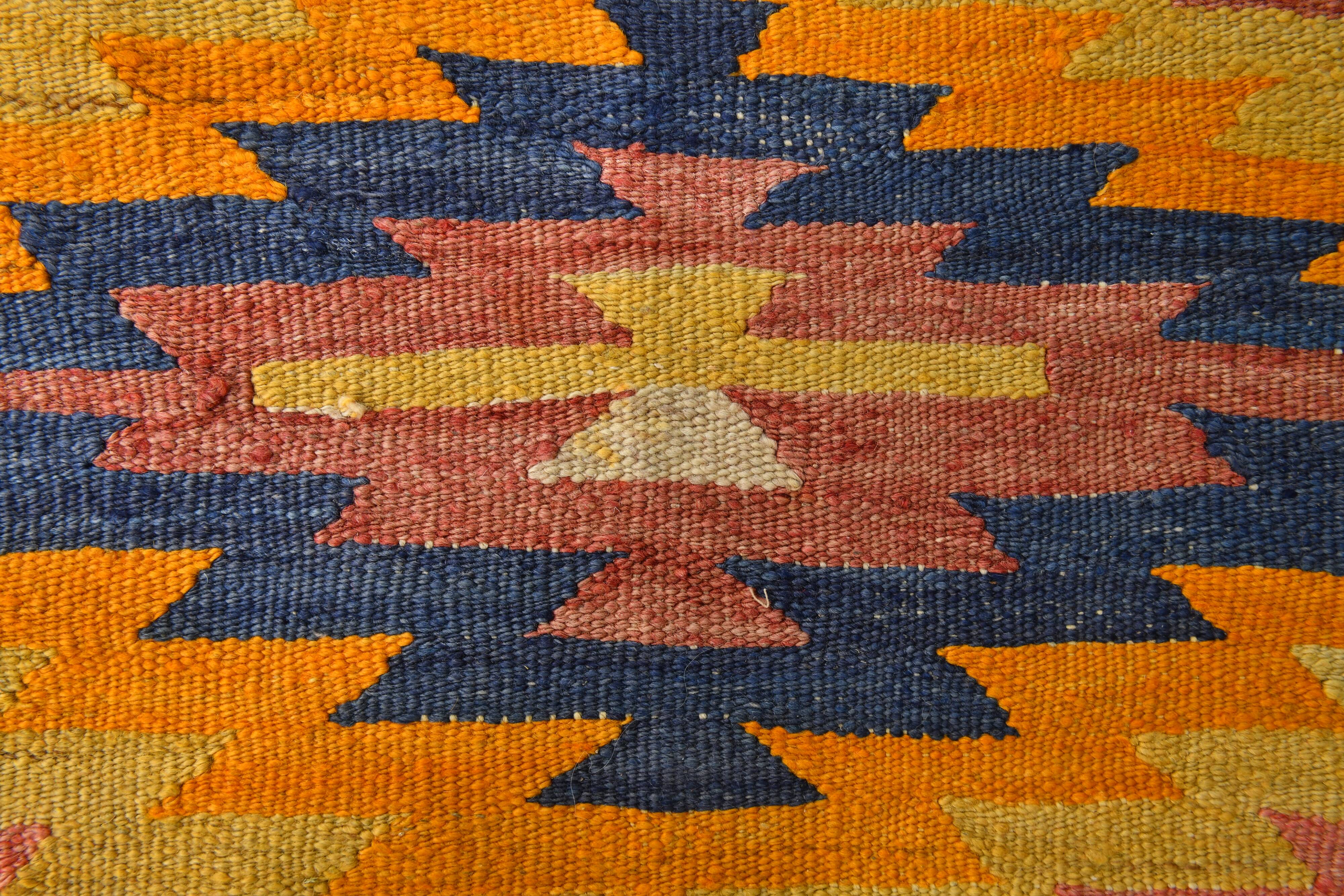 5x6 Green & Blue Tribal Hand Woven Kilim Area Rug, 160x190Cm