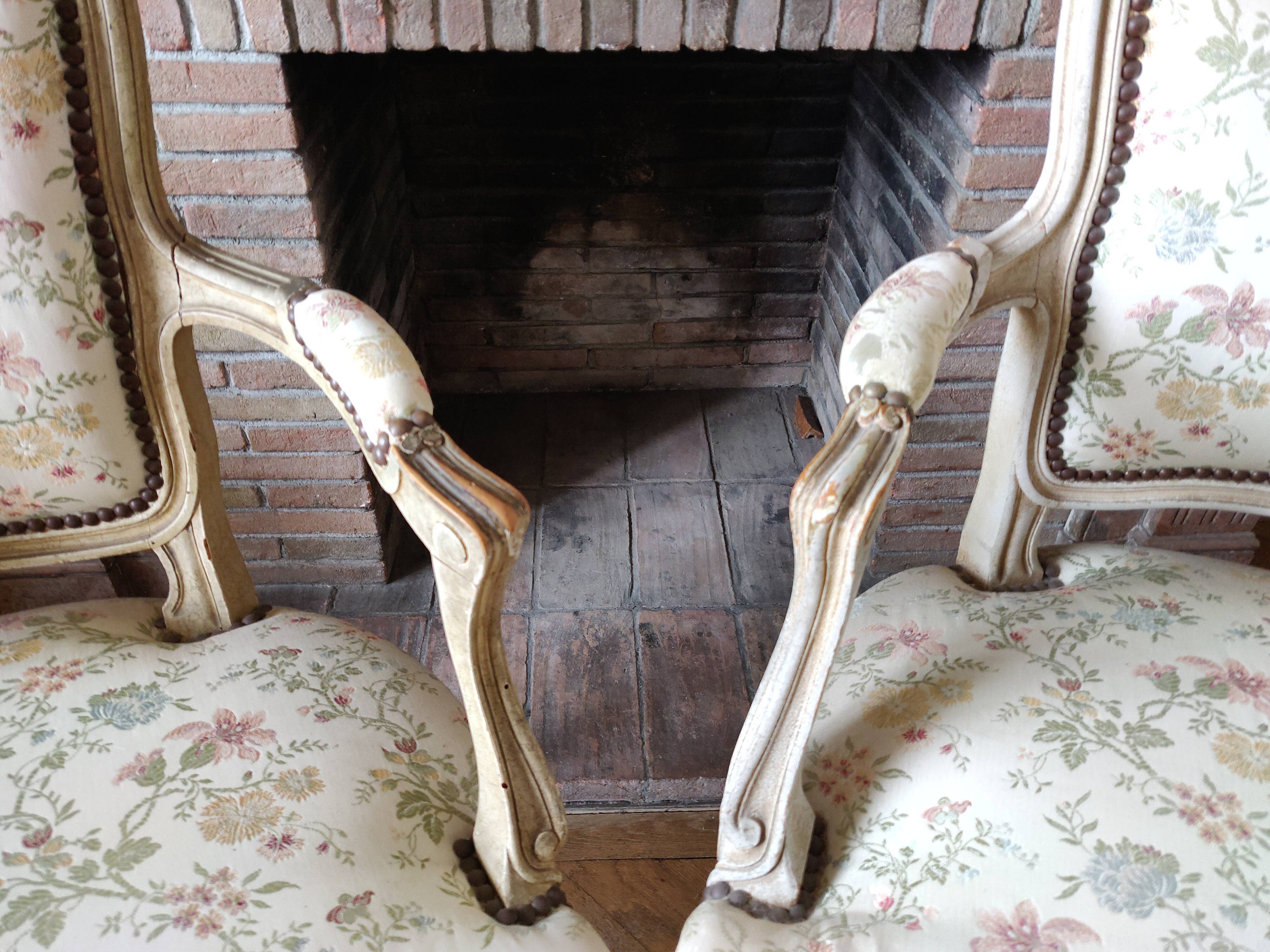 Pair armchairs Louis XV floral convertibles