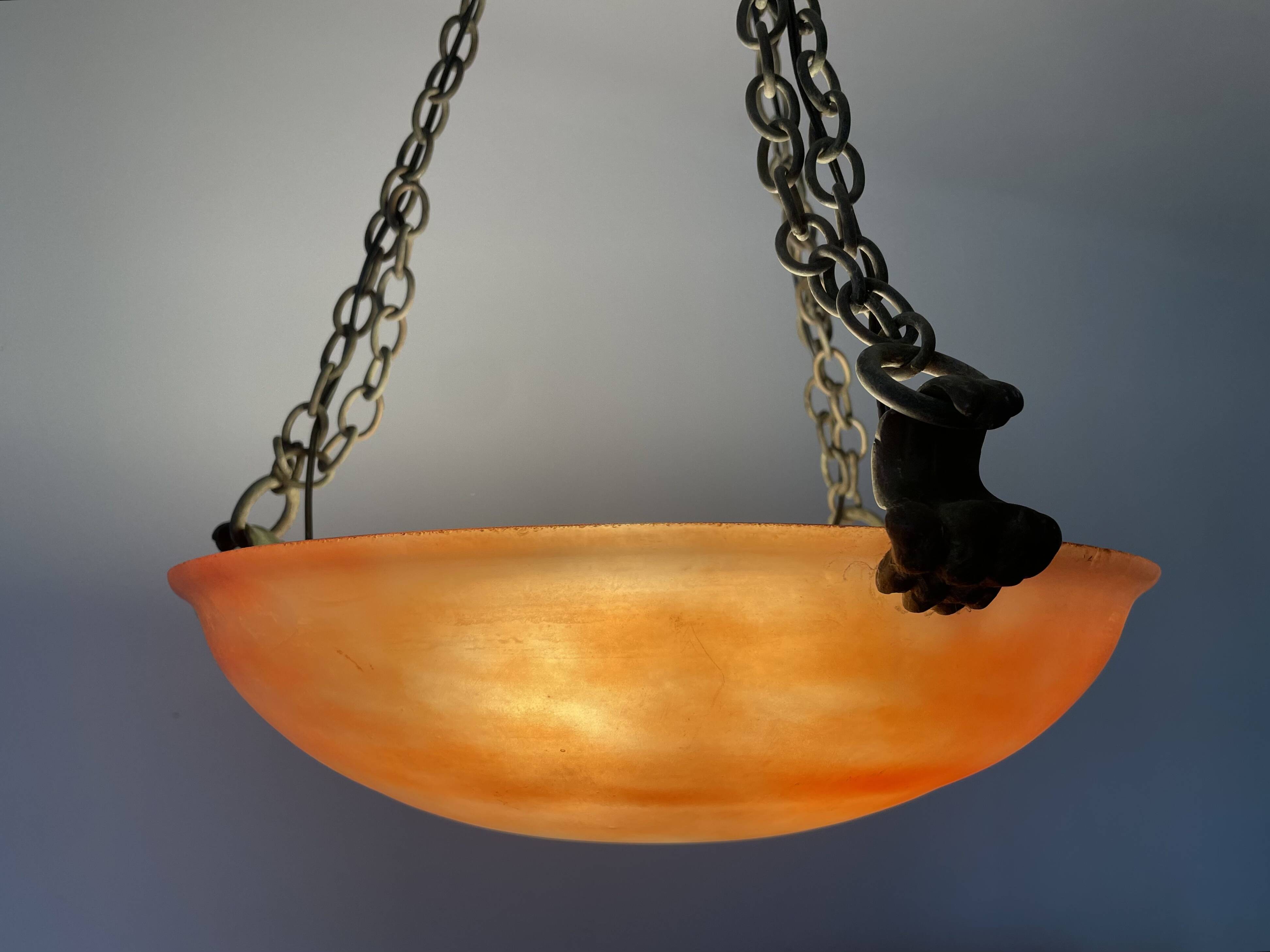 Art Deco pendant light in marbled glass