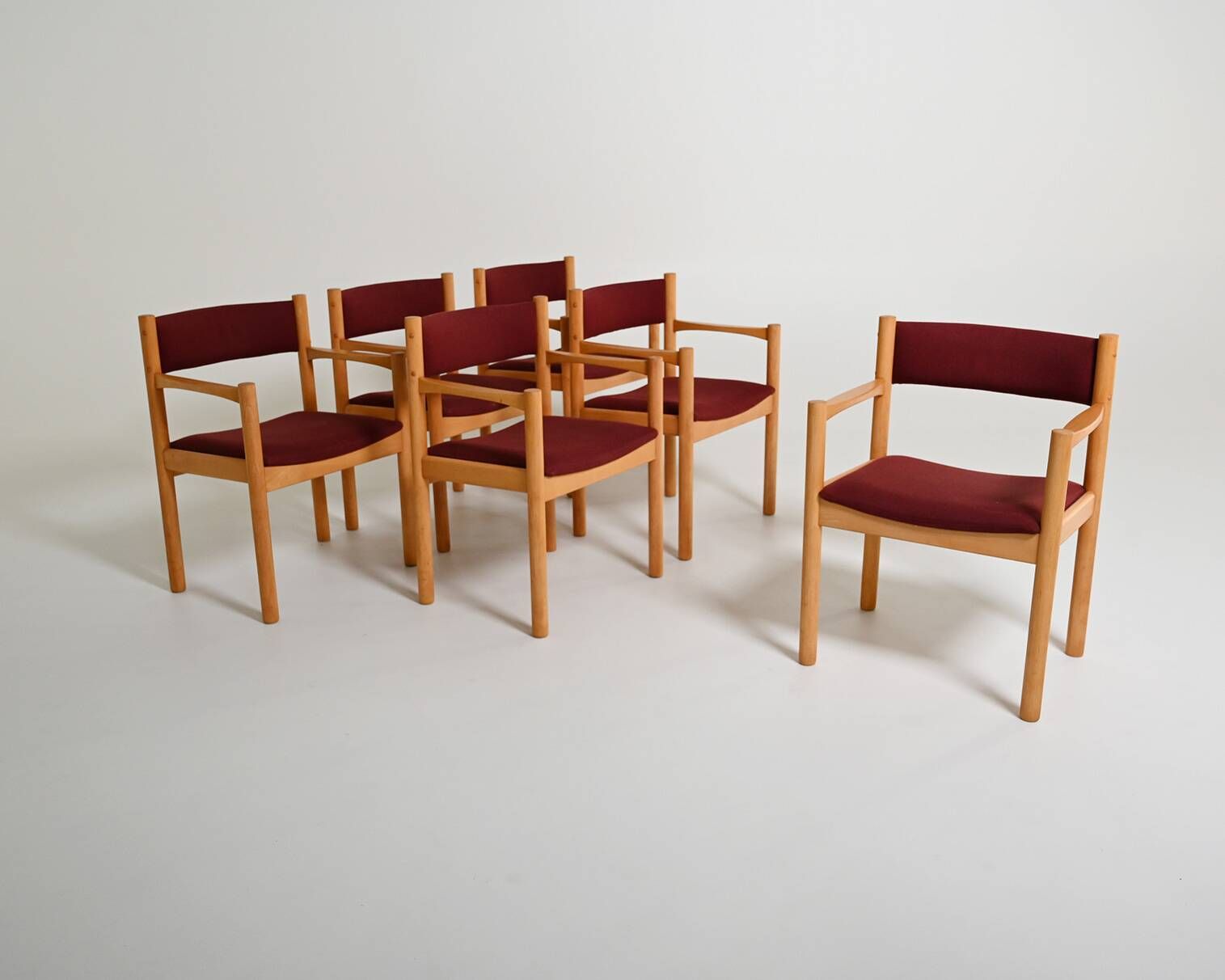 Set of 6 beech armchairs, Denmark, 1960s