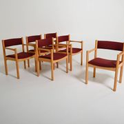 Ensemble de 6 chaises en hêtre, Danemark, années 1960