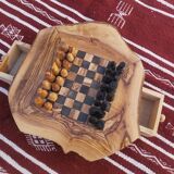 Jeux d'échecs rustique en bois d'olivier fait main