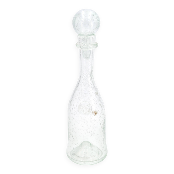 Bouteille carafe en verre bullé transparent de Biot, années 70 — Beyit