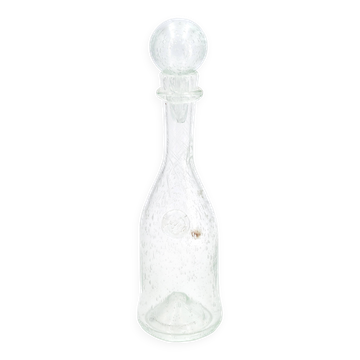 Clear bubbled glass carafe bottle from Biot, 1970s