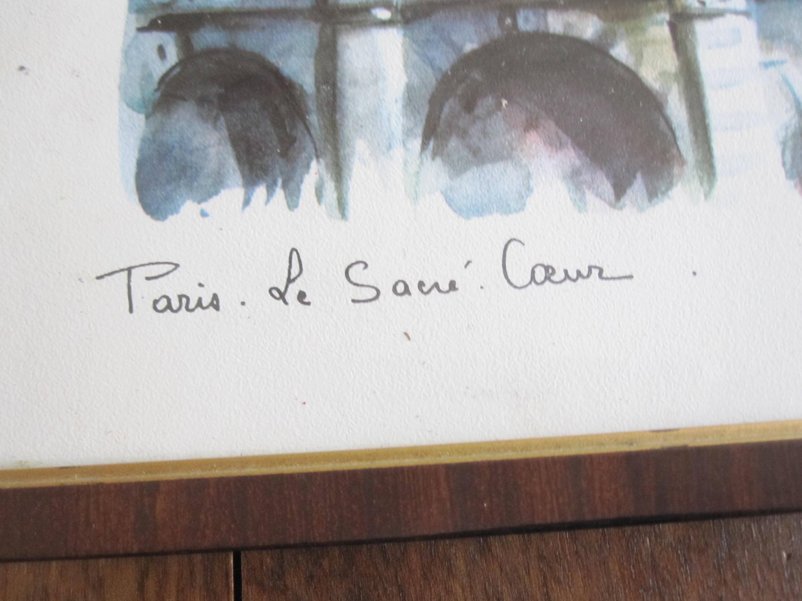 Aquarelle « Paris. Le Sacré-Coeur »  par Arno, 1960