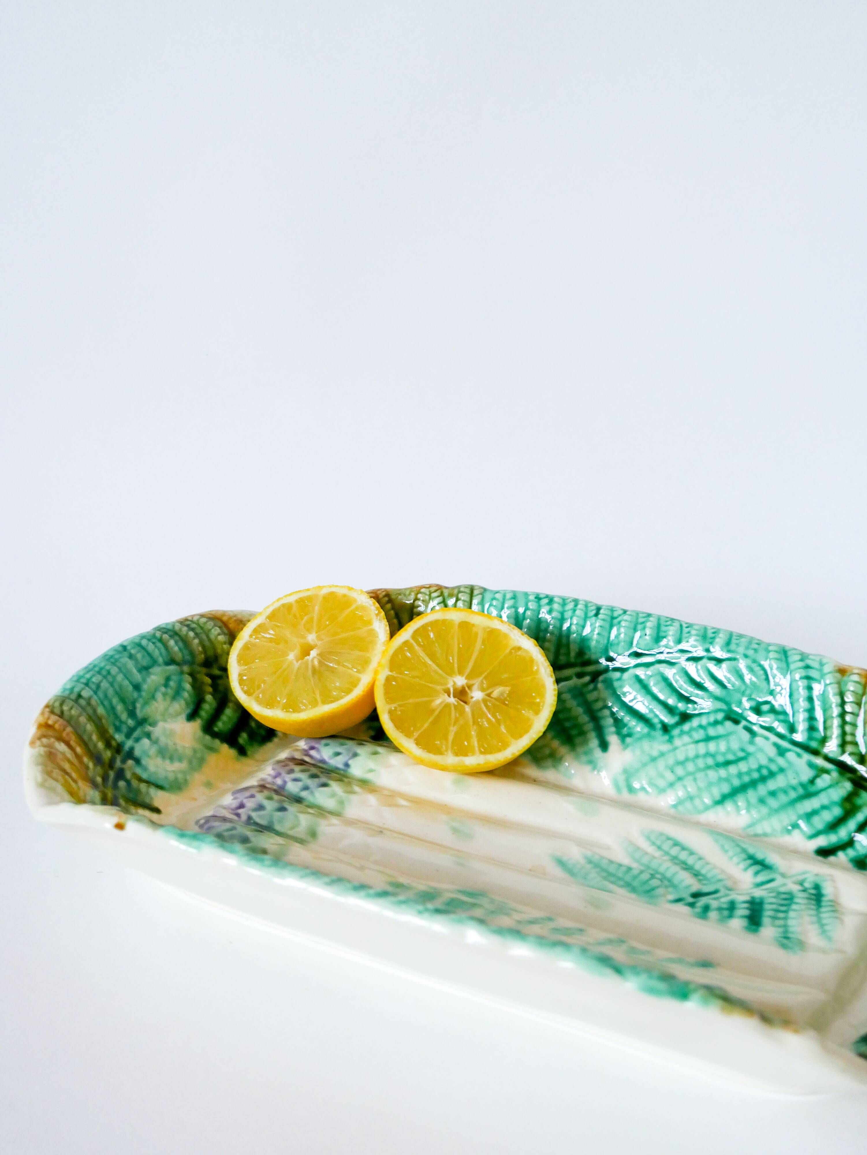 Large asparagus dish in Salins slip, early 20th century