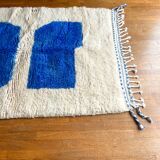 Moroccan Berber carpet white and blue modern Majorelle