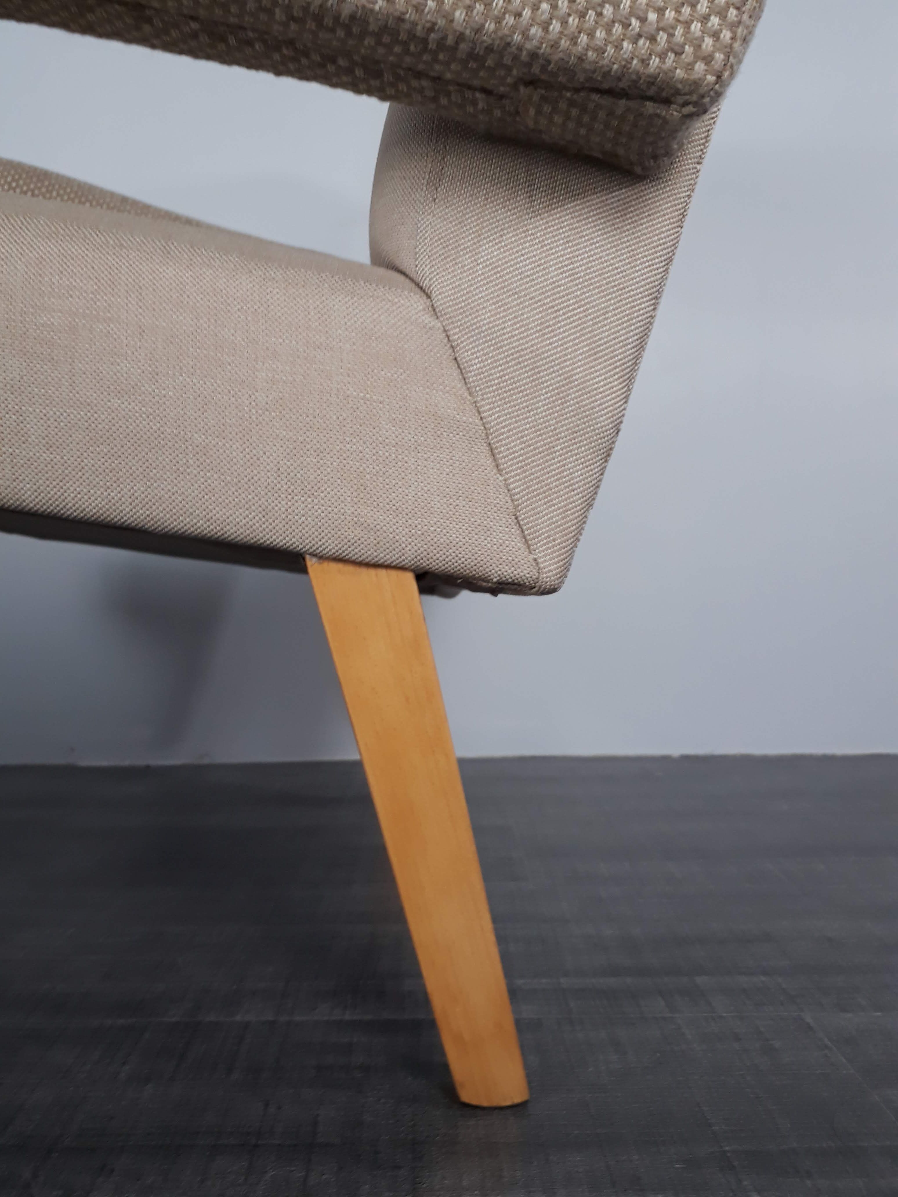 Pair of Jitona armchairs reupholstered Beige Fabric, Czech 1960s