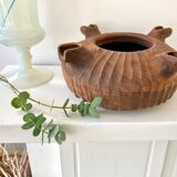 Empty pocket carved wooden cup folk art