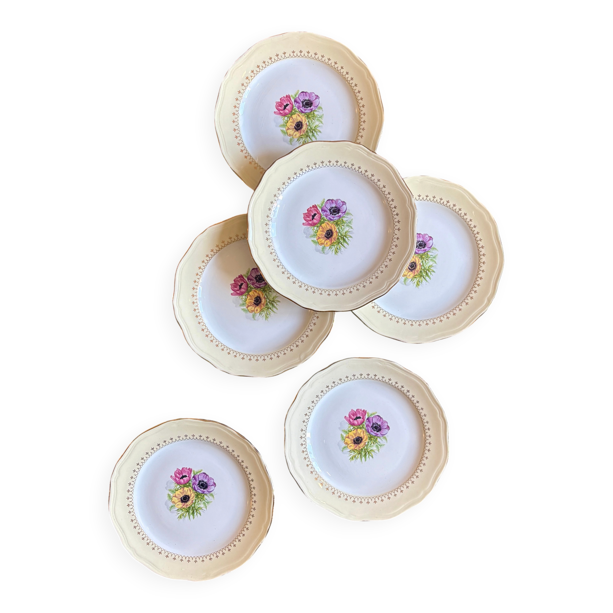 Set of 6 vintage dessert plates model Coopélia - L'Amandinoise
