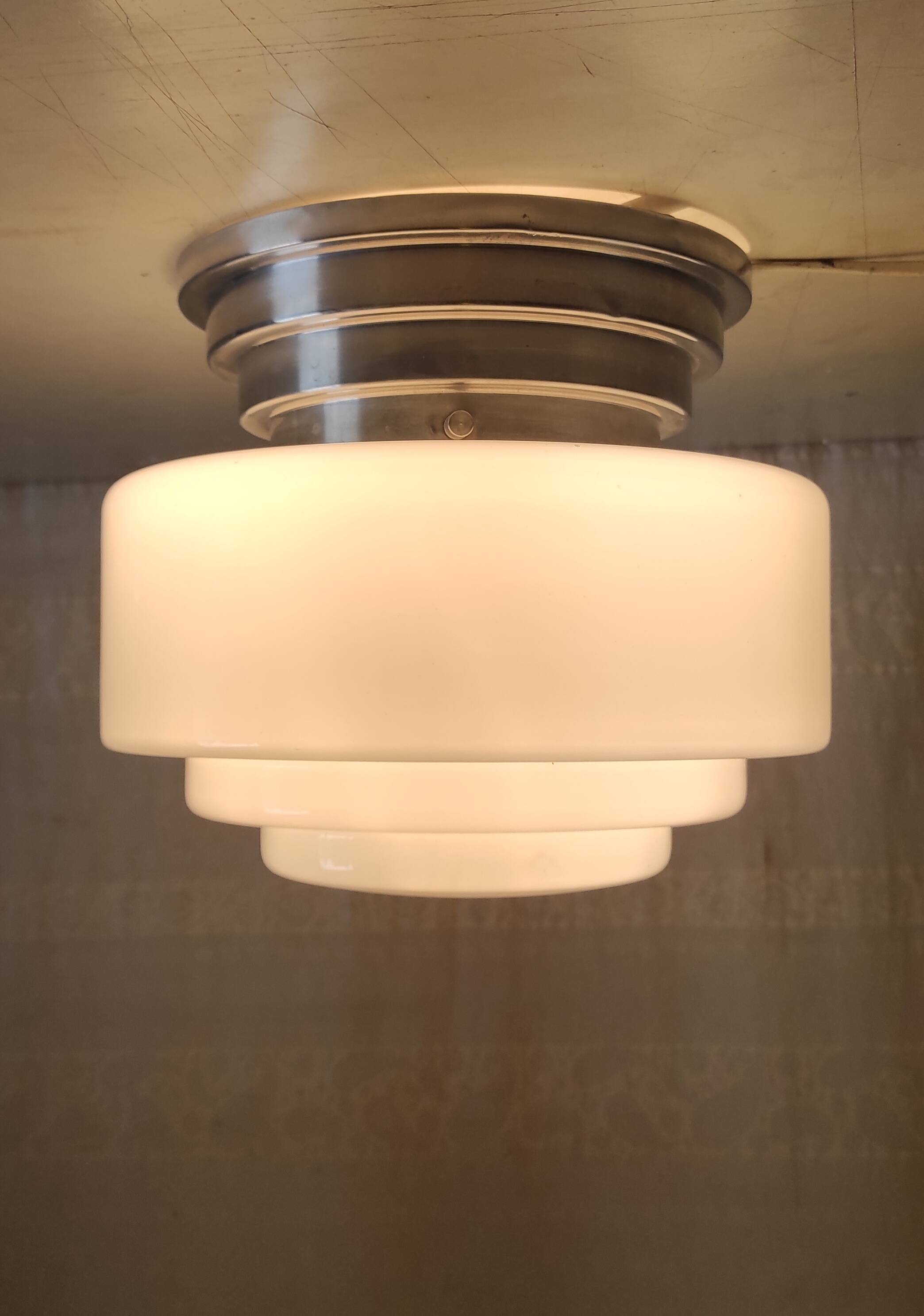 Mazda style Bauhaus opaline globe ceiling light - 1930s/40s