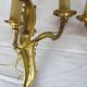 Pair of double wall lights in gilded bronze