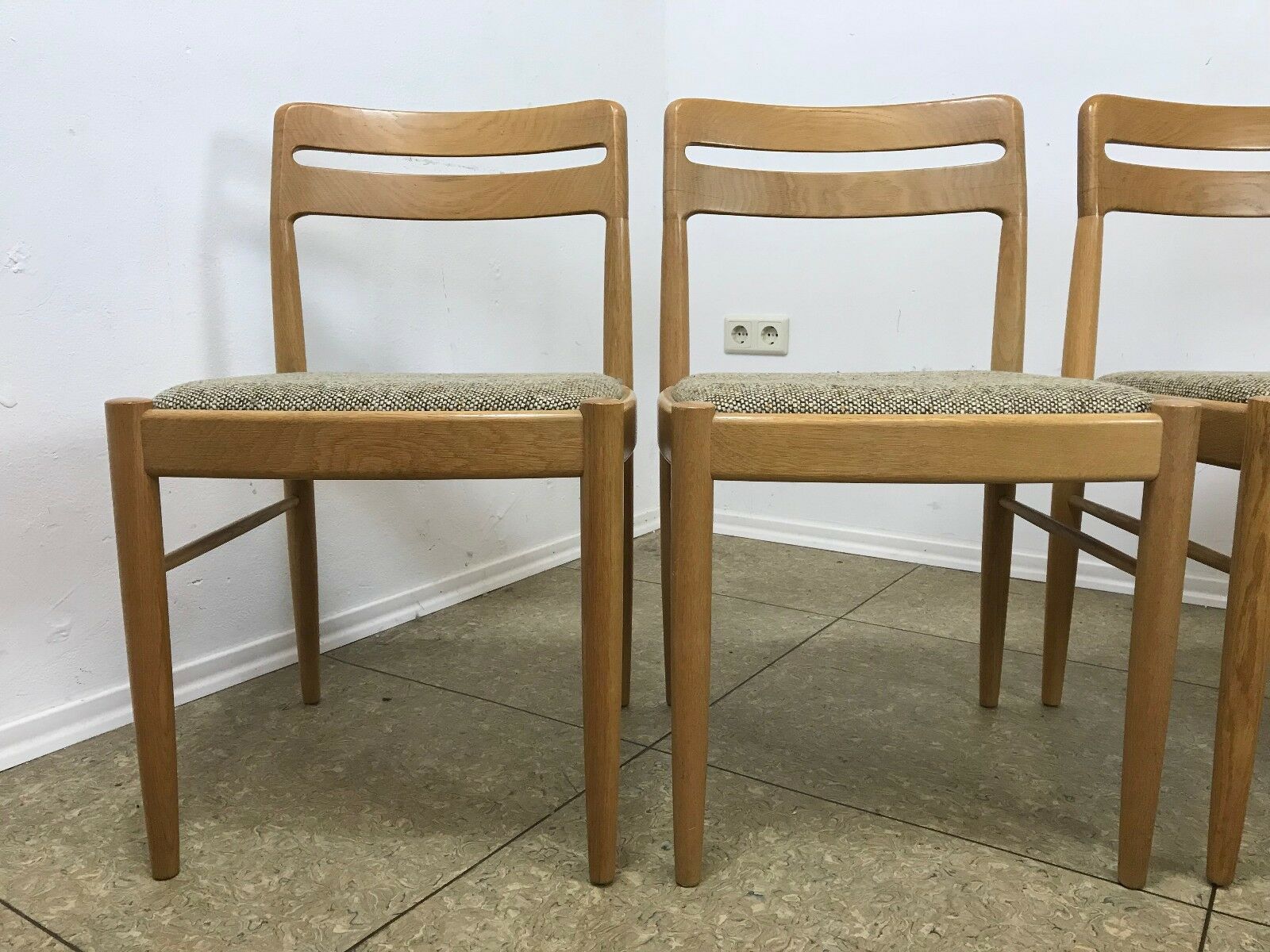 Oak dining chairs by Danish designer HW Klein for Bramin