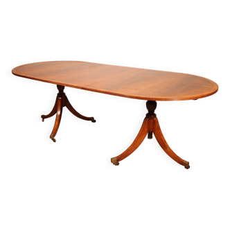 Yew and Mahogany Pedestal Dining Table - England