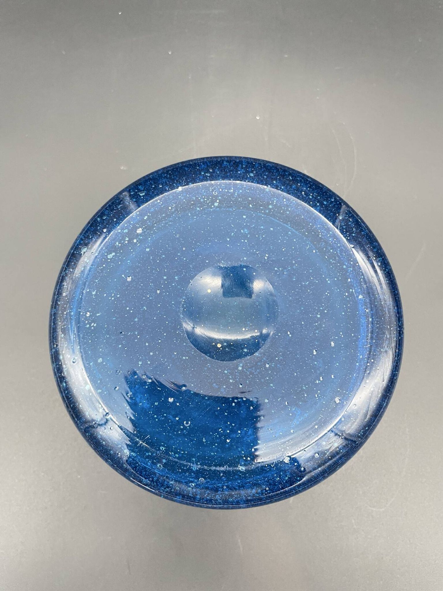 Vintage cobalt blue bubble glass vase – 1960s Scandinavian design